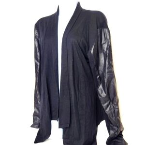 Mytribe Women's Size Large Cashmere Leather Cardigan Black